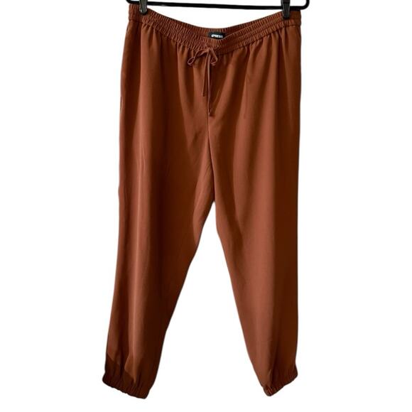 Express Brown Ankle Mid Rise Cropped Jogger Pants sz L - Picture 1 of 12
